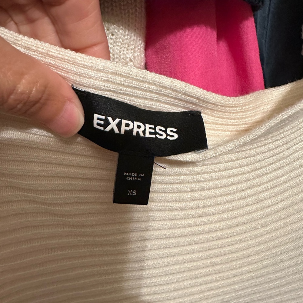 Express Ribbed Knit Top in Cream
